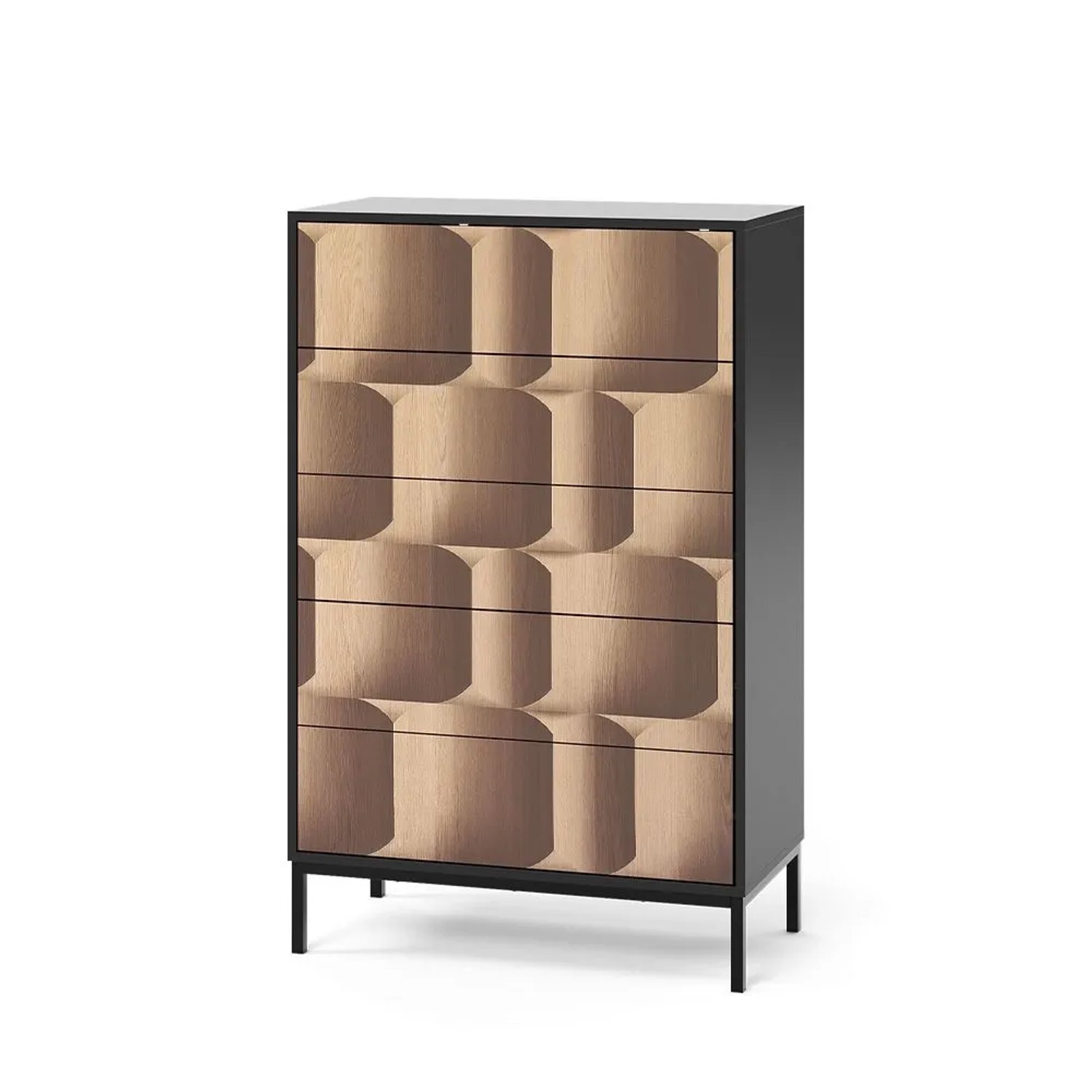 Vicco Kommode Eliza Schwarz Eiche 76 x 120 mit 5 Schubladen Art Nr 55176