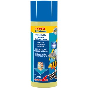 Sera Toxivec Aquarium Wasseraufbereiter, 250ml Flasche zur Schadstoffentfernung.