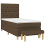 Dunkelbraunes Boxspringbett (80x200 cm) mit Matratze, Kopfteil und Bank. Stoffbezug.