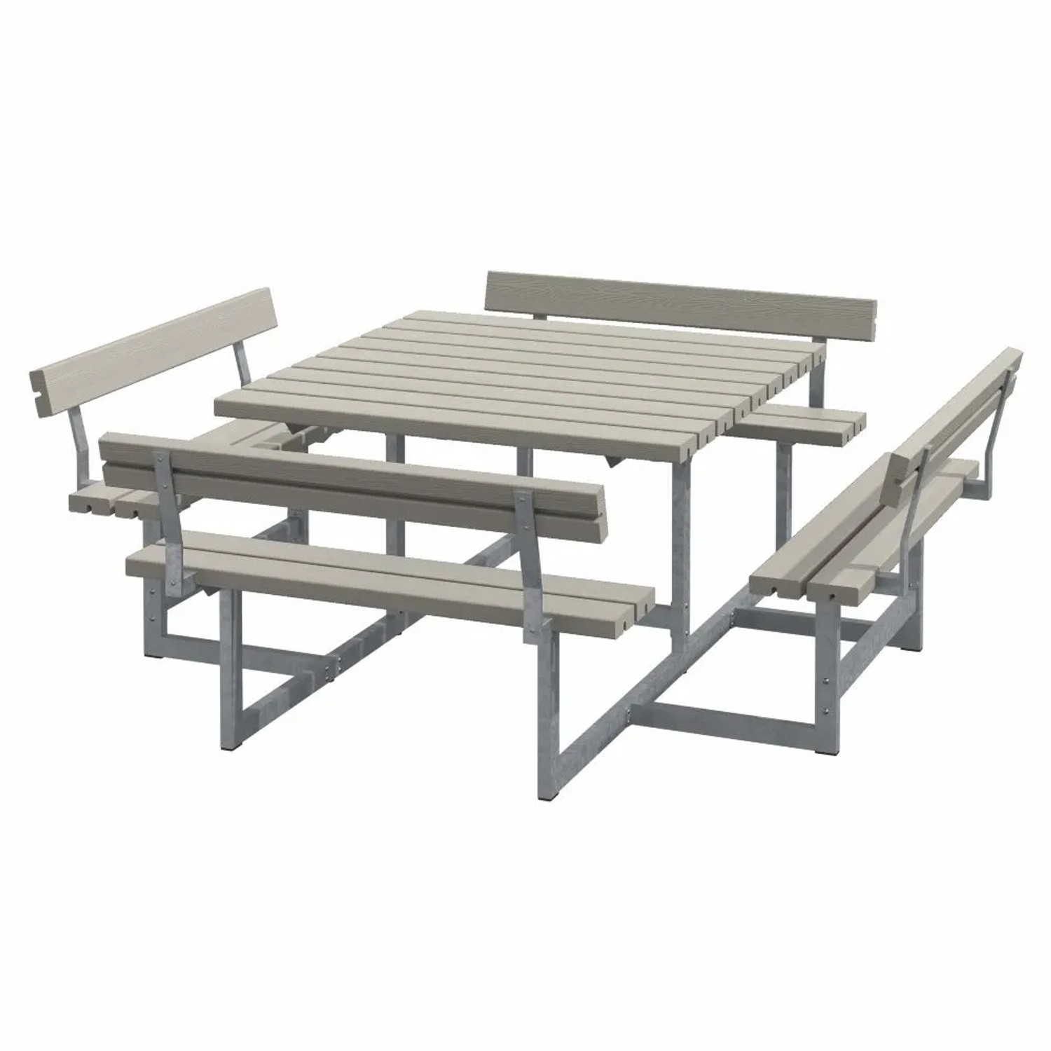 PLUS Gartenmöbel Sitzgruppe 224 cm Klappbar Graubraun mit 4 Rückenlehnen Holz