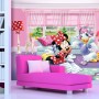 Disney Fototapete: Minnie Maus und Daisy Duck im rosa Kinderzimmer (360x270 cm).