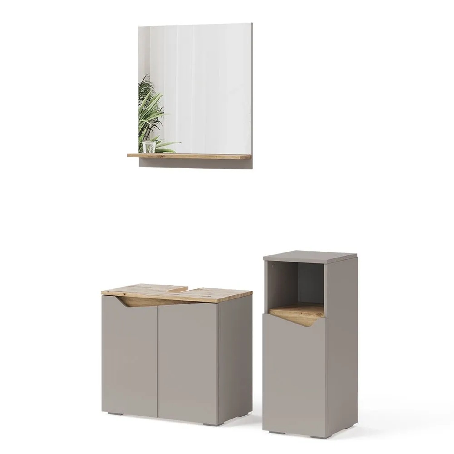 Vicco Badmöbel-Set Marelle Greige/Artisan-Eiche 60 x 58 3-teilig