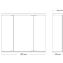 Technische Zeichnung: Jokey Spiegelschrank Funa, 68x60 cm, weiße Front, Maße und Seitenansicht.