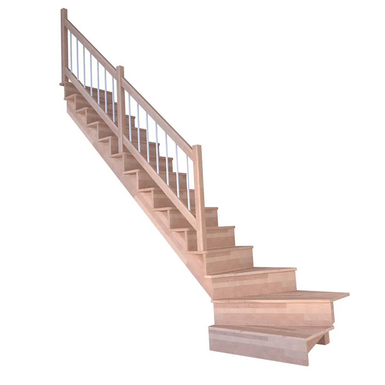 Treppe Lindos Pro Buche Gew. L 100cm Setzstufe Holz-Edelstahl-Geländer Weiß günstig online kaufen