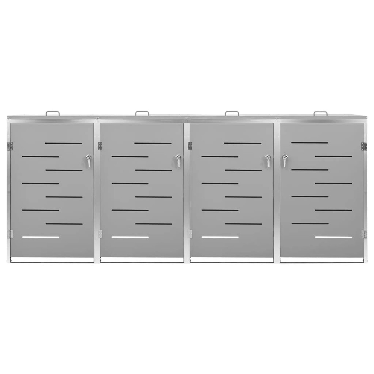 vidaXL Mülltonnenbox für 4 Tonnen aus Edelstahl, grau. Zubehör für Ordnungssysteme im Garten.