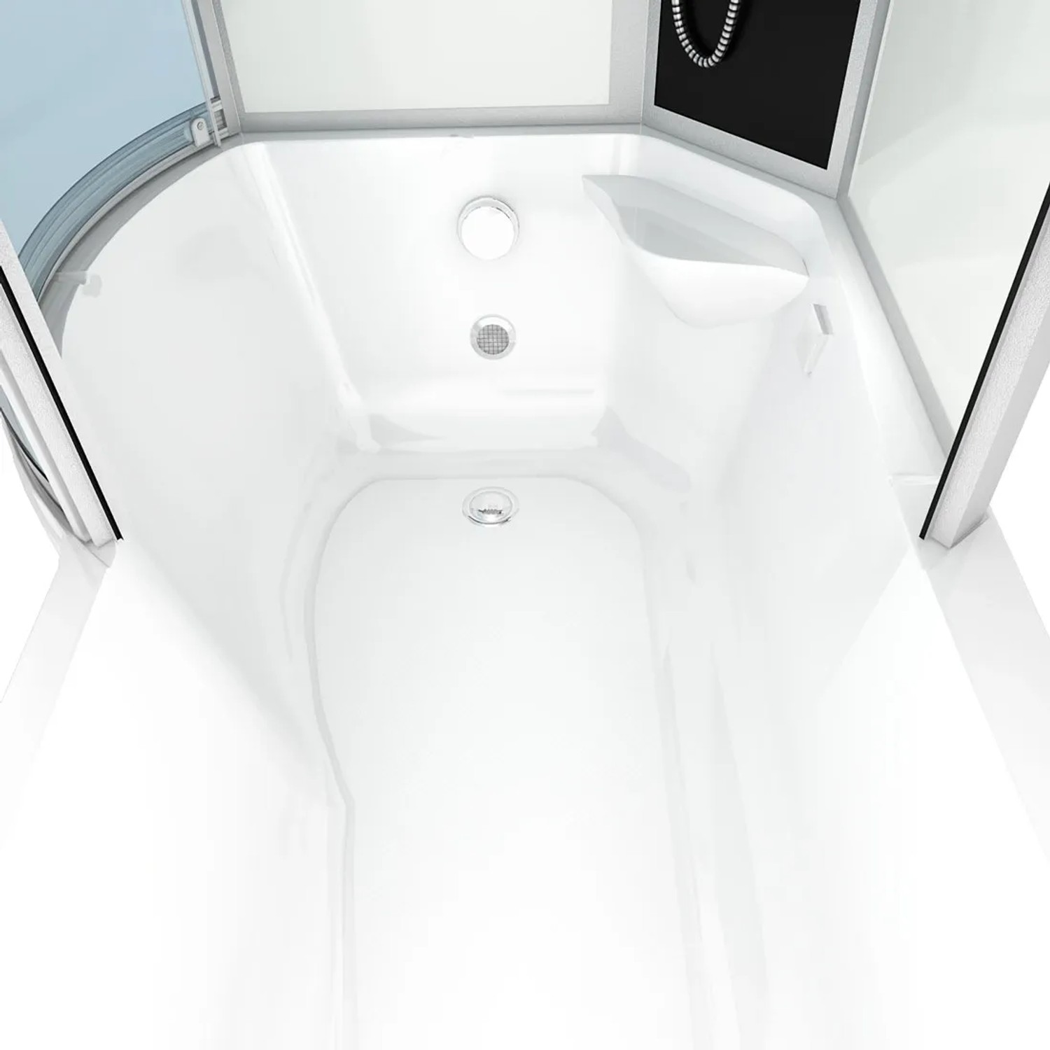 Innenansicht der AcquaVapore Duschtempel Kombination mit weißer Badewanne und Dusche.