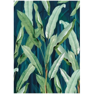 Art for the Home Fototapete Leaves green, tropische Blätter auf dunklem Grund.