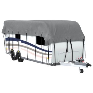 Graue vidaXL Dachplane 800x300 cm aus Vliesstoff für Wohnwagen als Frostschutz.