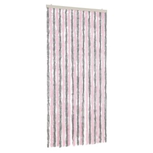 vidaXL Fliegenvorhang, silbergrau und rosa, 90x220 cm, Chenille-Vorhang für Fenster.