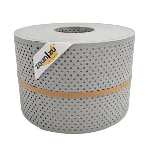 zaunzu Sichtschutz Rille gelocht, Steingrau, 50m Rolle für Doppelstabmattenzaun.