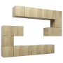 VidaXL TV-Schrank-Set, 10-teilig, Sonoma-Eiche, Holzwerkstoff, modernes Design für Wohnzimmer.