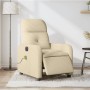 Elektrischer Massagesessel in Creme mit Stoffbezug und ausfahrbarer Fußstütze.