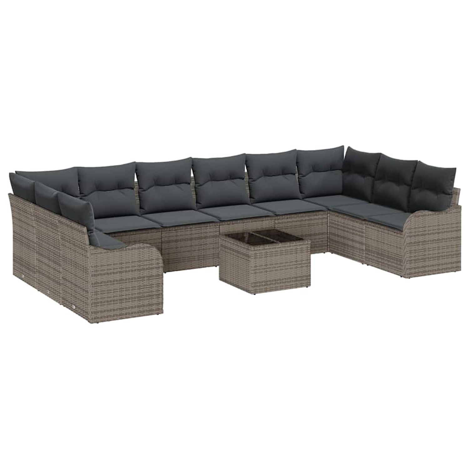 vidaXL Garten-Sofa-Set mit Kissen 11-Tlg Grau Poly Rattan 3354558 günstig online kaufen