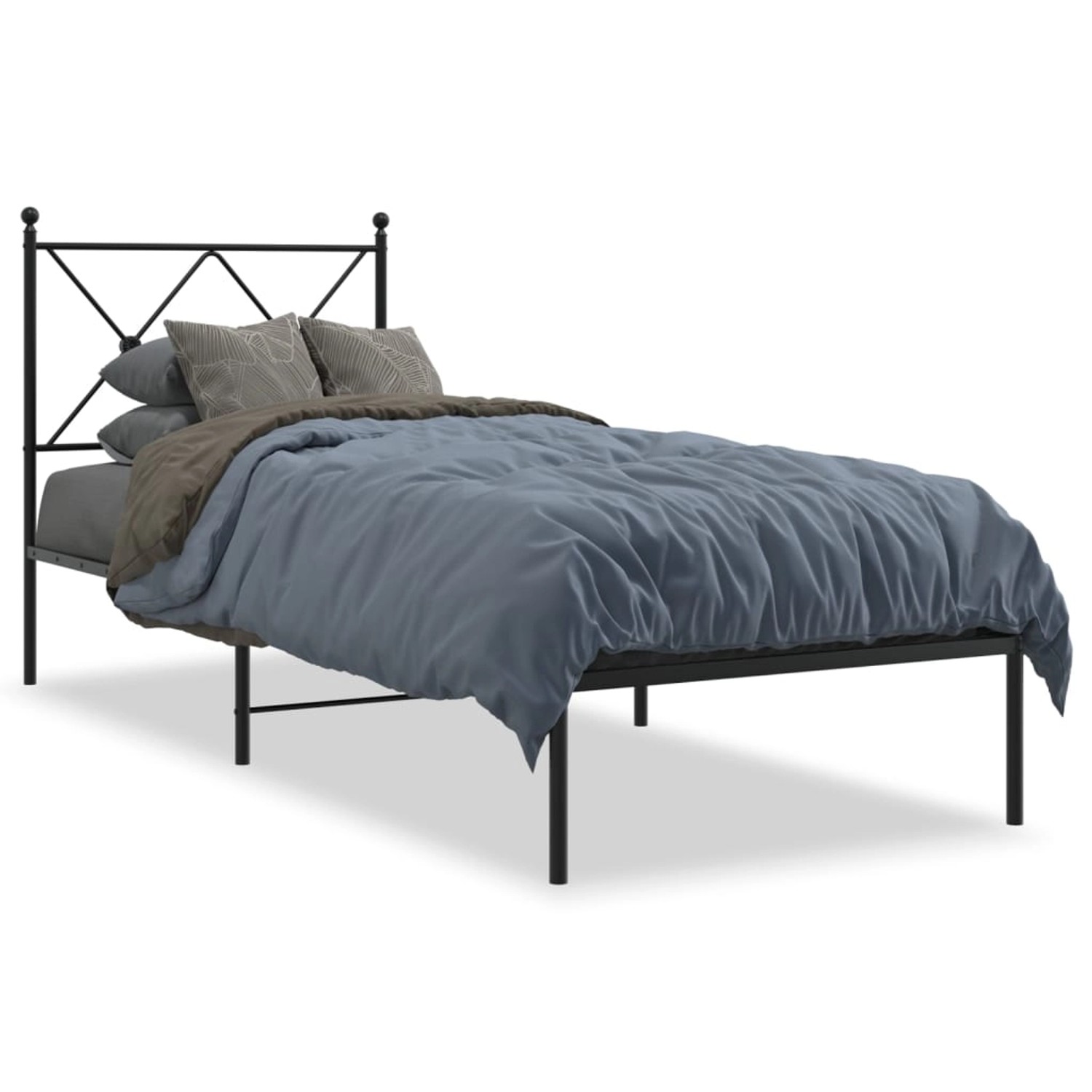vidaXL Bettgestell mit Kopfteil Metall Schwarz 75x190 cm 376492 günstig online kaufen
