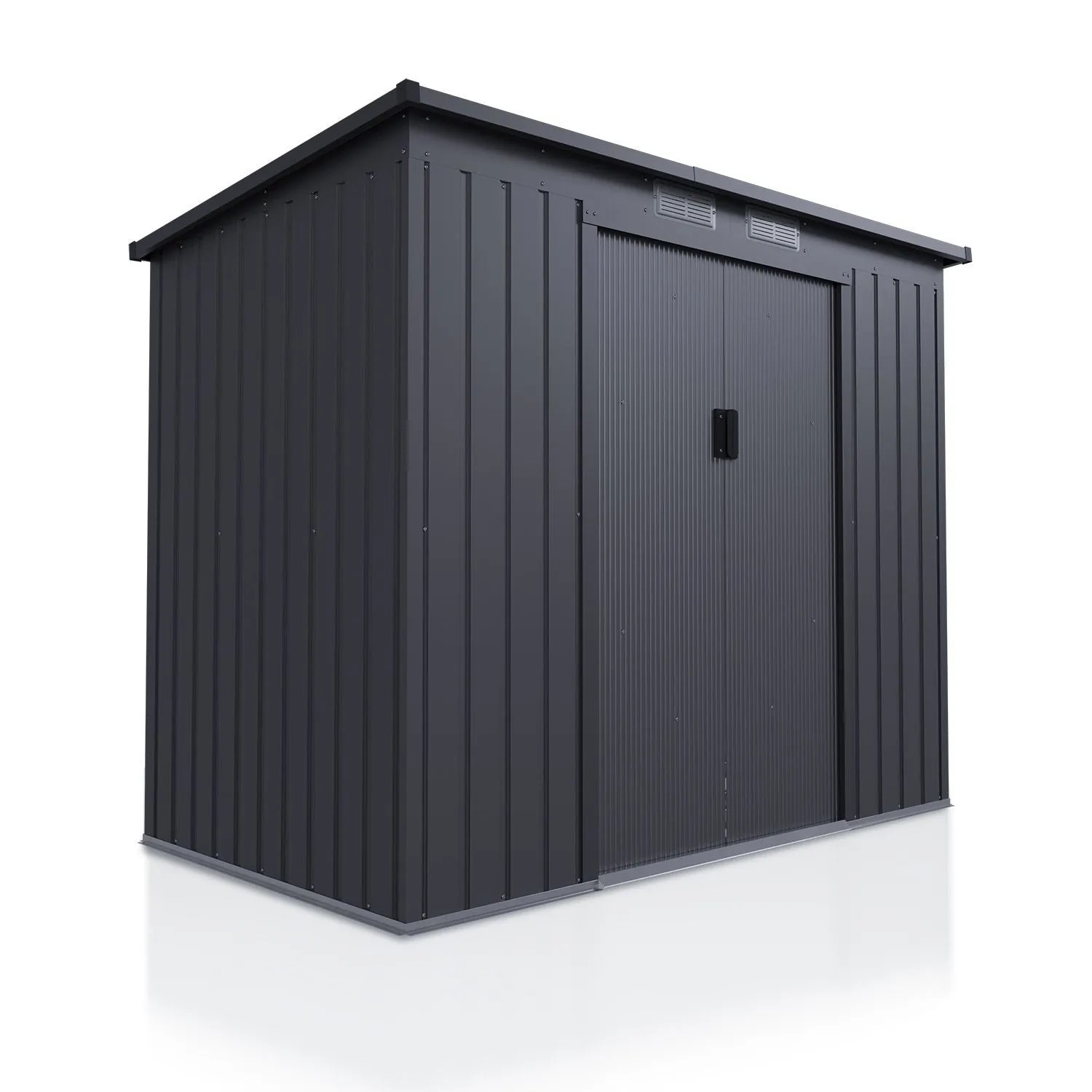 Juskys Metall Geräteschuppen Gerätehaus M mit Pultdach in Dunkelgrau günstig online kaufen