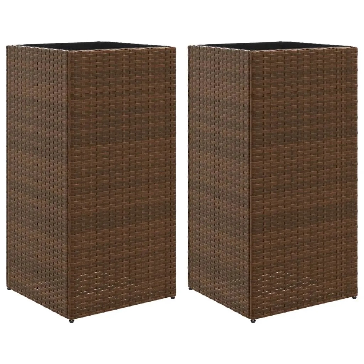 vidaXL Pflanzkübel 2 Stk Braun 40x40x80 cm Poly Rattan 3210520