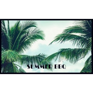 BBQ Matte Summer BBQ 67x120 cm mit Palmenmotiv für Grillabende.
