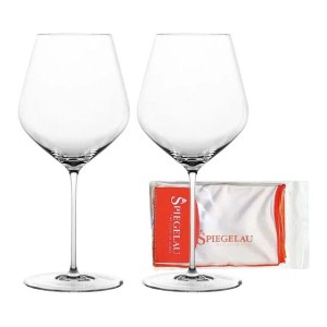 Spiegelau Hi-Lite Burgundergläser, 2er Set mit Poliertuch. Kristallgläser für Wein.