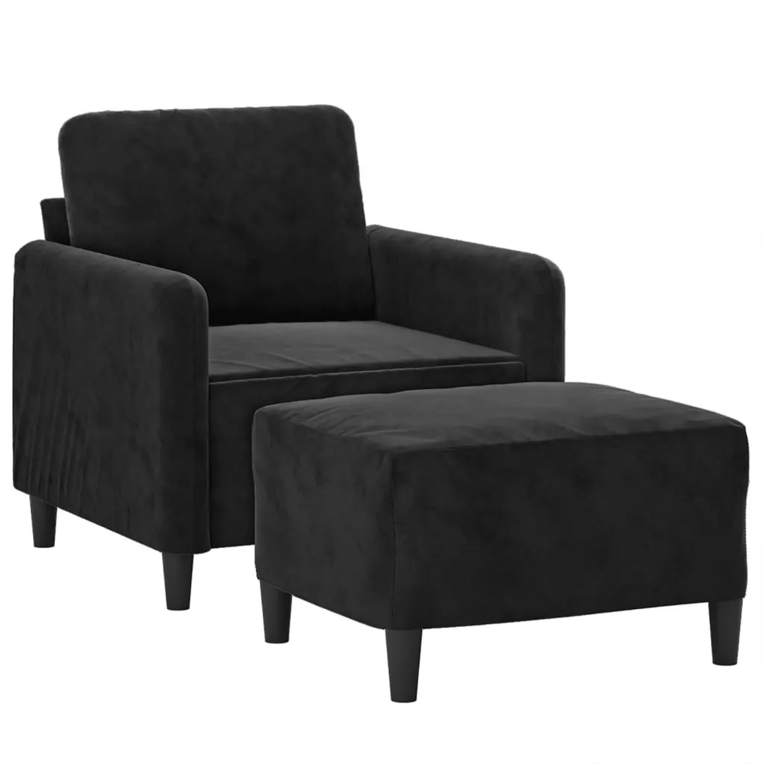vidaXL Sessel mit Hocker Schwarz 60 cm Samt 3201169