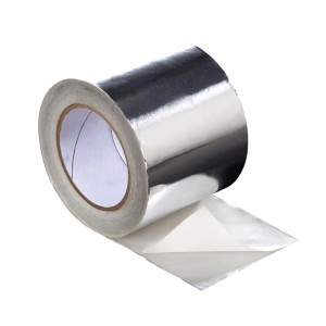 Rolle T&J Aluminium-Klebeband, 75mm breit, zum Abdichten im Kunststoffbedachungsbereich.
