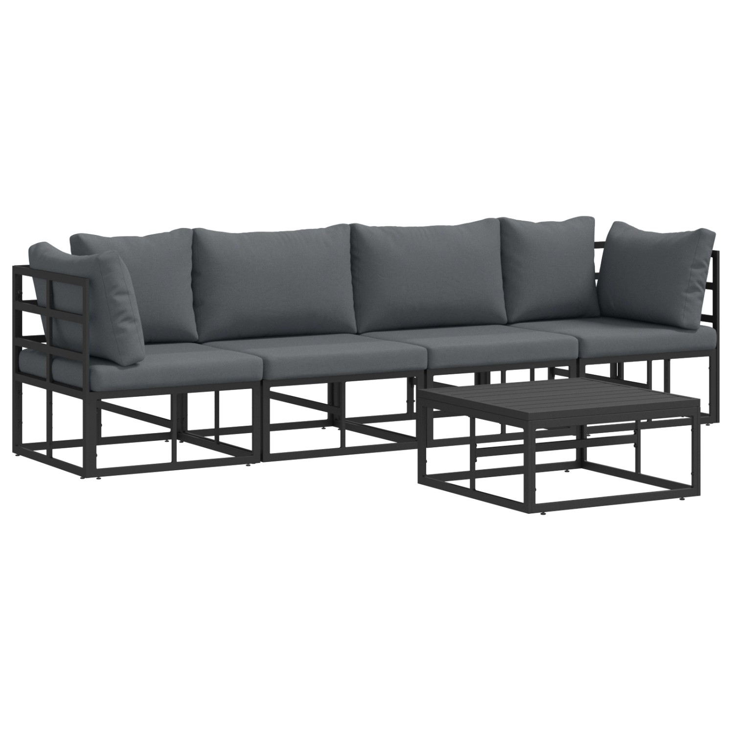 vidaXL Garten-Sofa-Set mit Kissen 5-Tlg Schwarz Aluminium 3378843 günstig online kaufen