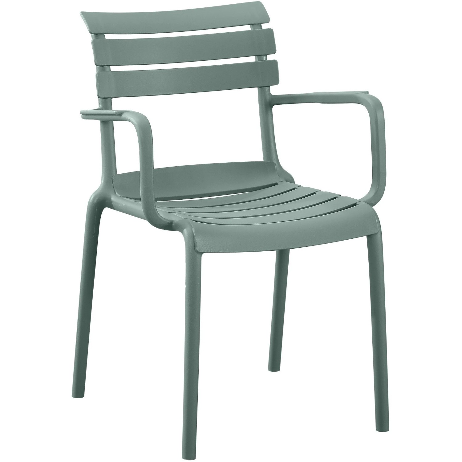 DELUKE Gartenstuhl KARL mit Armlehne 57x57x82cm Kunststoff Oliv Stapelstuhl Loungestuhl Garten Outdoor-Stuhl