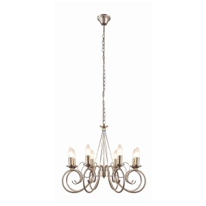 Antiker 8-flammiger Kronleuchter Marnia in Bronze für Wohnzimmer im Retro Vintage Design.