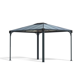Canopia Gartenpavillon Martinique 3 x 3.6 in Anthrazit mit Polycarbonat-Dach.