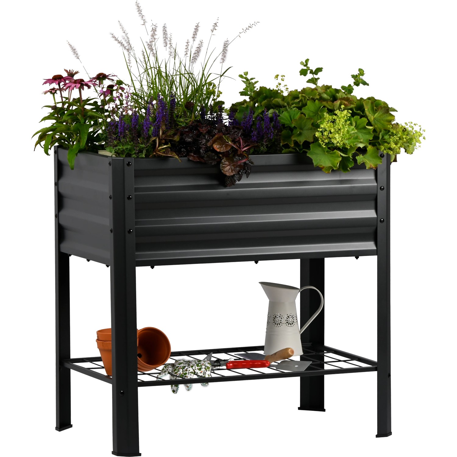 dobar Metall-Hochbeet Kubus auf Stelzen 80 cm x 51 cm x 80 cm