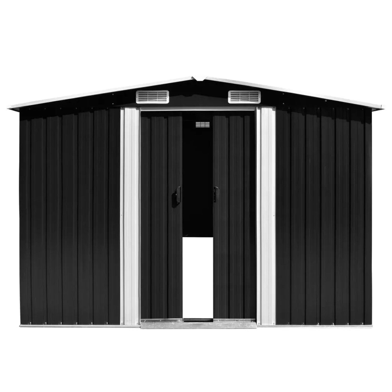 vidaXL Gerätehaus, 257x298 cm, Metall, Anthrazit. Gartenhaus mit Schiebetür und Lüftungsschlitzen.