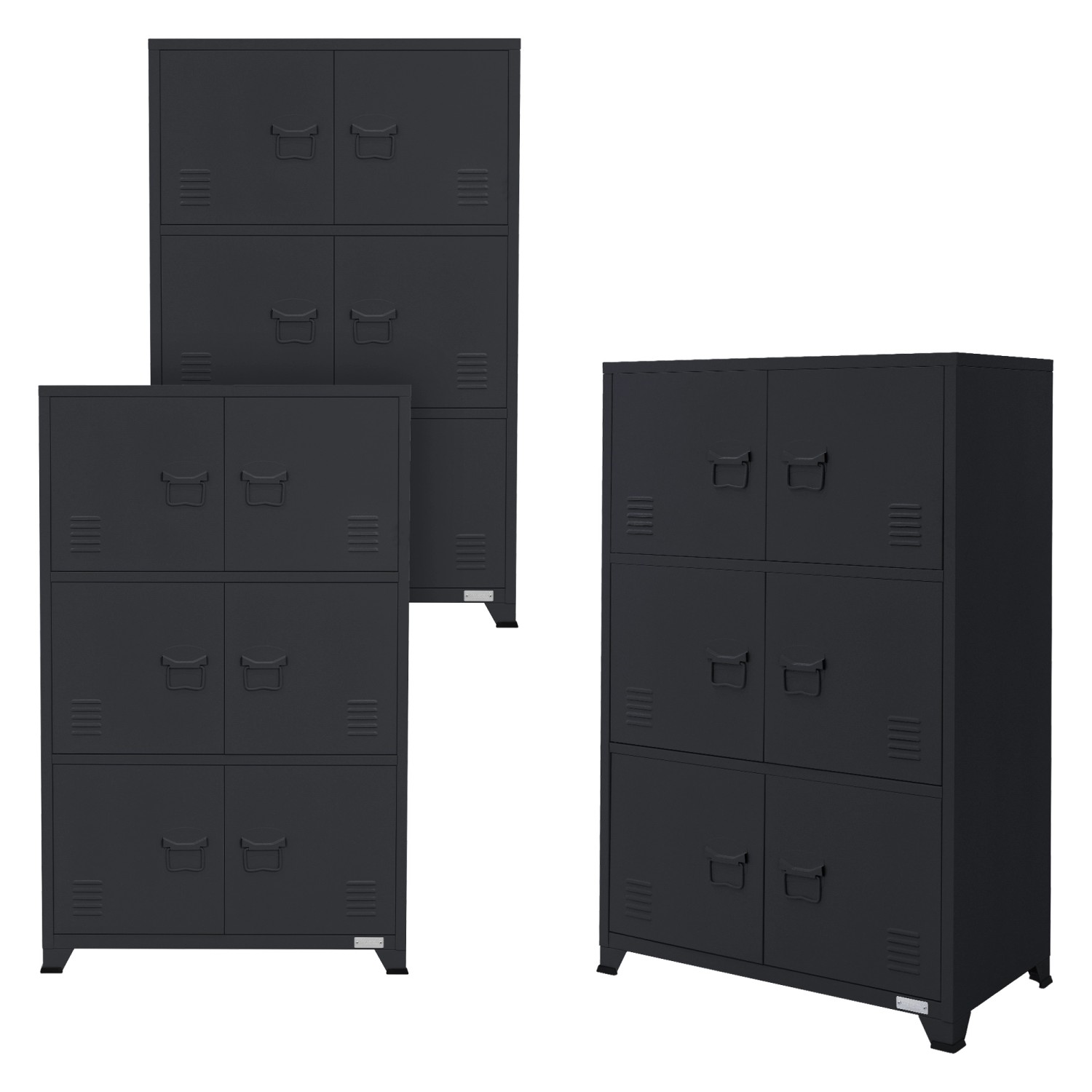 ML-Design 3Er Set Aktenschrank 75x40x120cm Anthrazit Stahl Freistehend