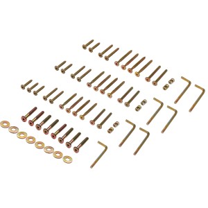 Montage-Set für Camano Lounge-Set, 39-teilig: Schrauben, Muttern, Bolzen und Inbusschlüssel für Gartenmöbel.