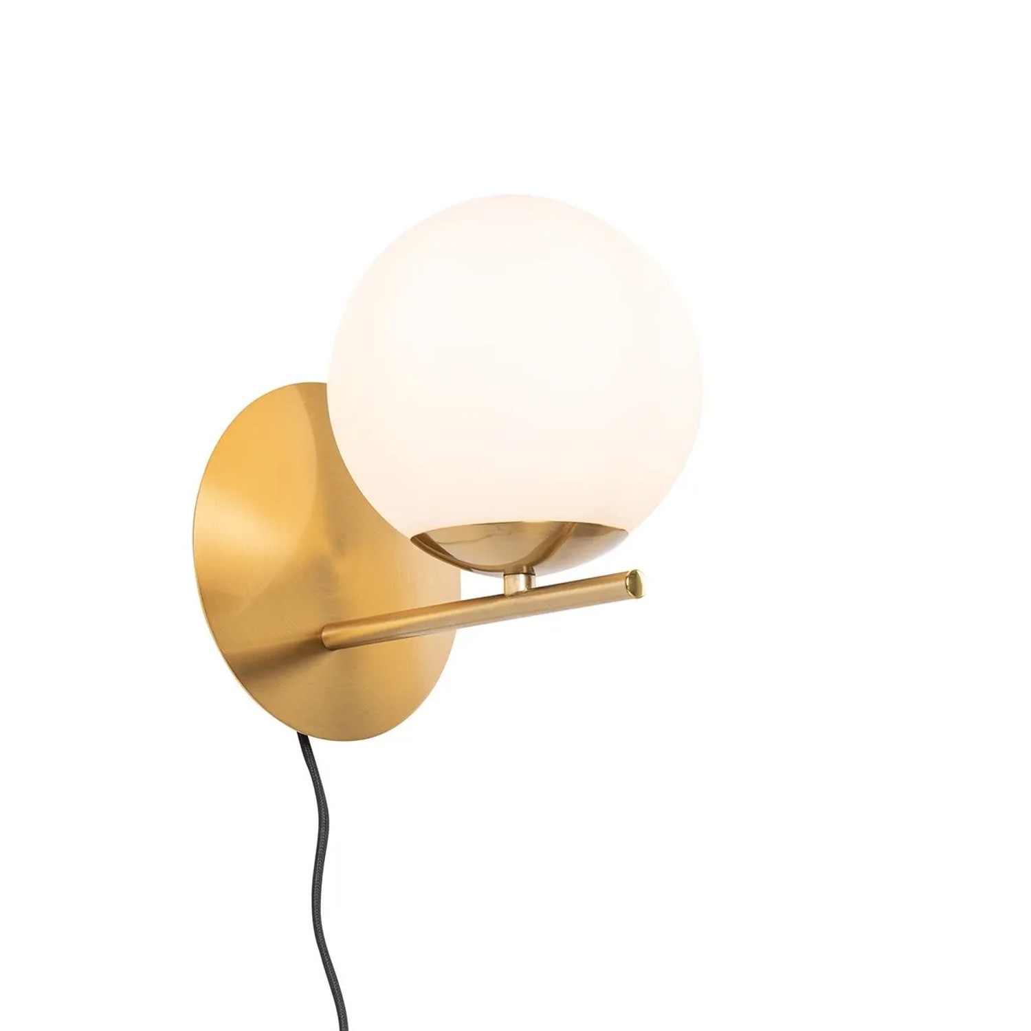 QAZQA Art-Deco-Wandleuchte aus Gold und Opalglas Flore