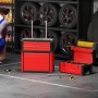 HOMCOM Werkstattwagen mit Koffer, rot/schwarz, stapelbar, mit Rollen und Teleskopgriff. Werkzeug-Set.