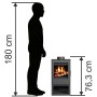 Victoria Kaminofen Parma: Größenvergleich mit Person (180cm), Höhe Ofen: 76,3cm.