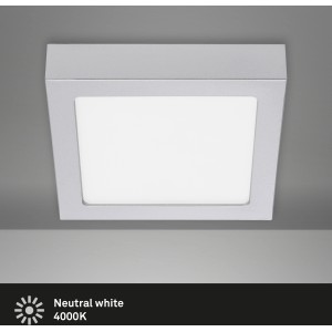 Quadratische Briloner LED Deckenleuchte in Chrom Matt mit neutralweißem Licht.