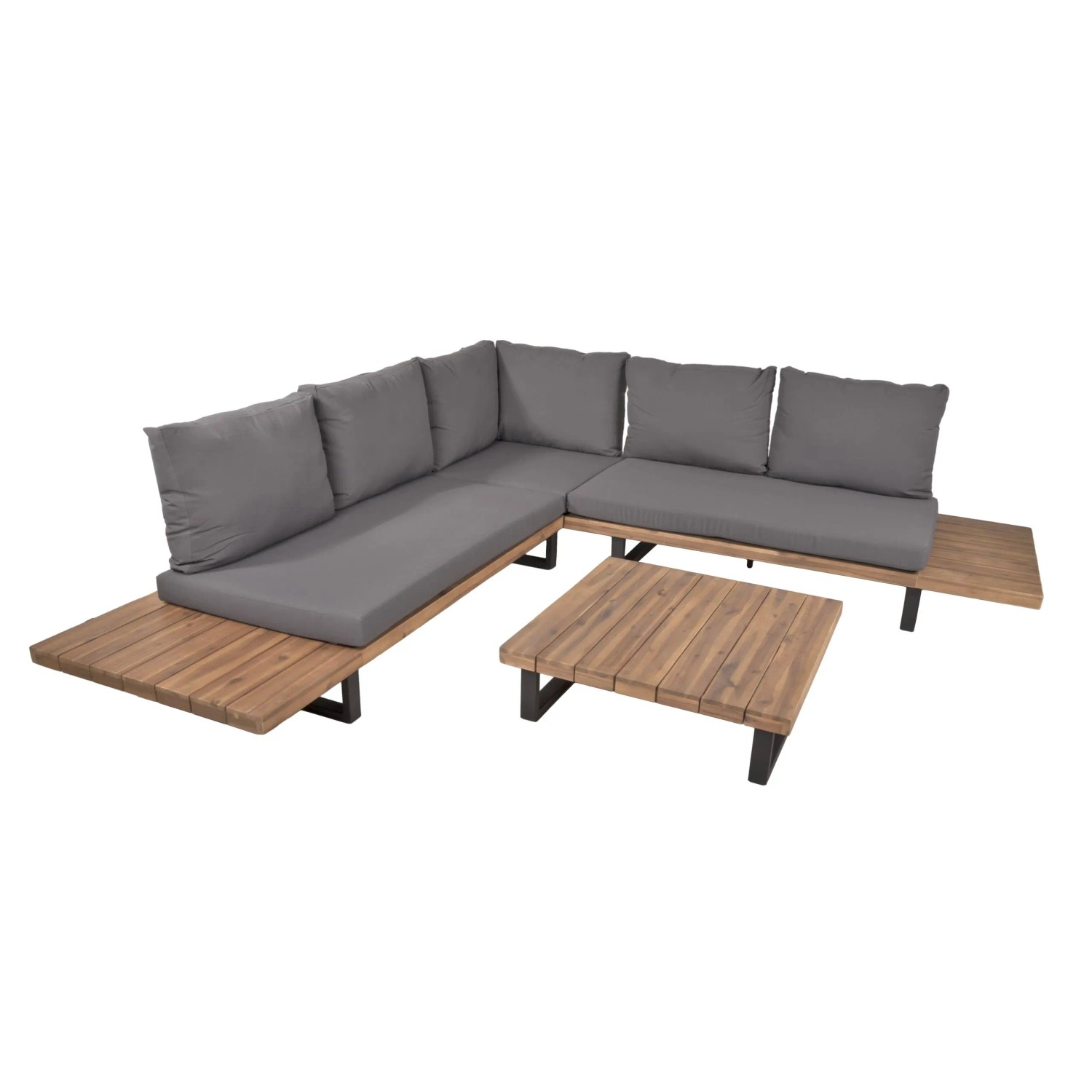 DELUKE Gartenloungeset CECILE 4-tlg Stahl Schwarz Gartenmöbel Set Garten Loungegruppe Lounge-Set Pool Loungegarnitur