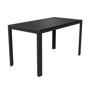 Schwarzer Gartentisch aus Aluminium und Non-Wood, Teil des 5-teiligen Gartenmöbel Sets.