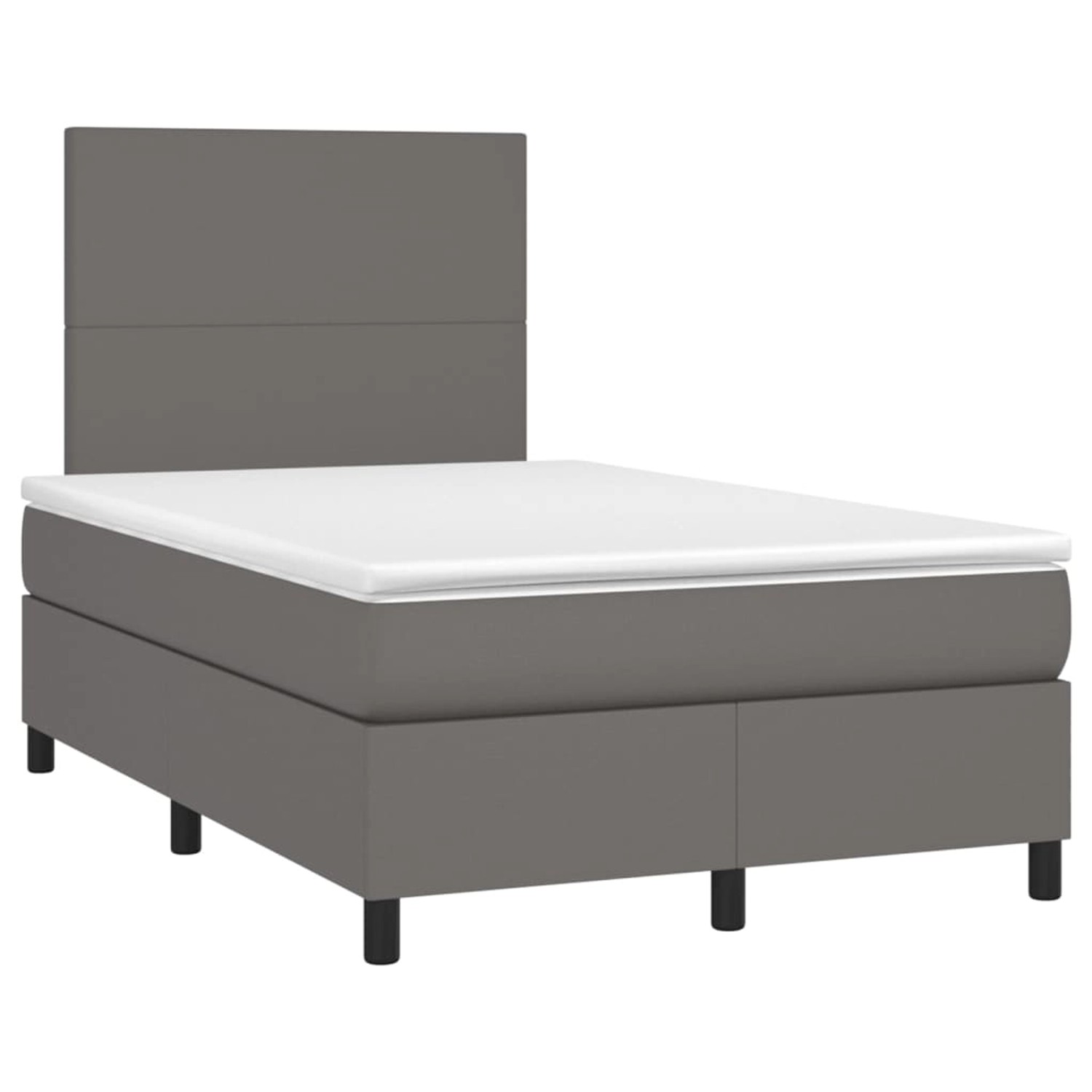 vidaXL Boxspringbett mit Matratze & LED Grau 120x200 cm Kunstleder 3135817 günstig online kaufen