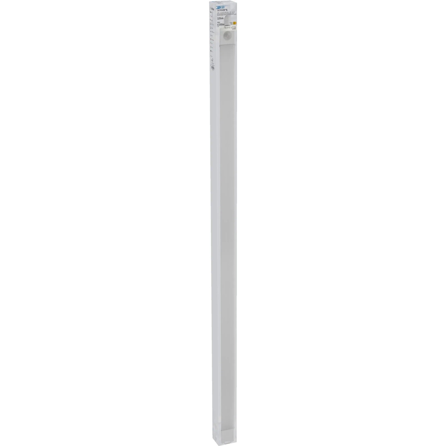 Graue LED-Feuchtraumleuchte Stripe, 120 cm, mit Sensor. Ideal für Garage und Keller.