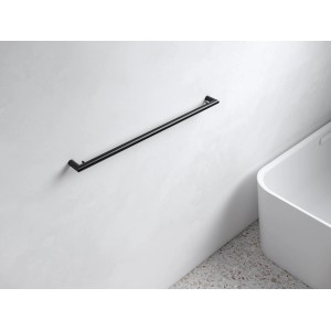 Keuco Reva Black Badetuchhalter, 80cm, mit Haken, schwarz-matt, zur Wandmontage im Badezimmer.