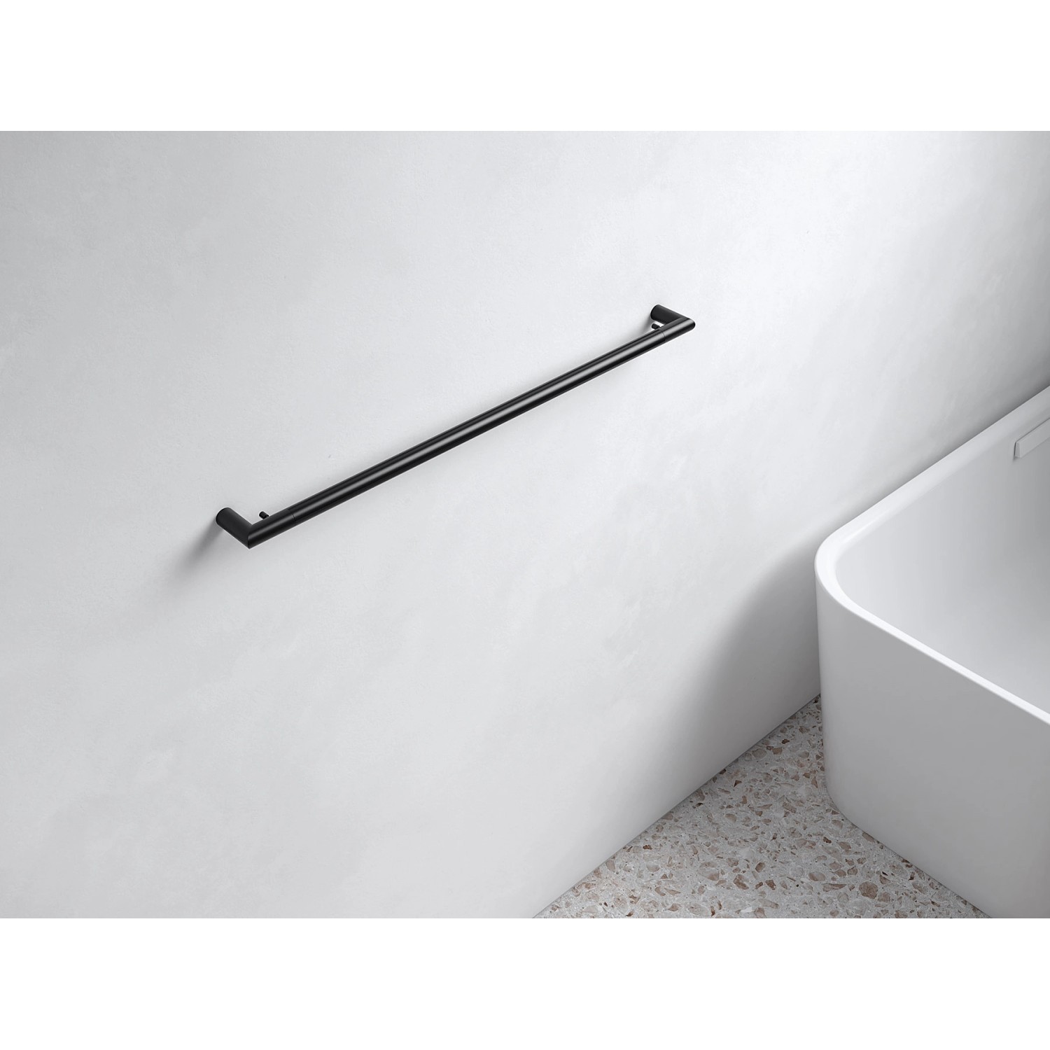 Keuco Reva Black Badetuchhalter, 80cm, mit Haken, schwarz-matt, zur Wandmontage im Badezimmer.