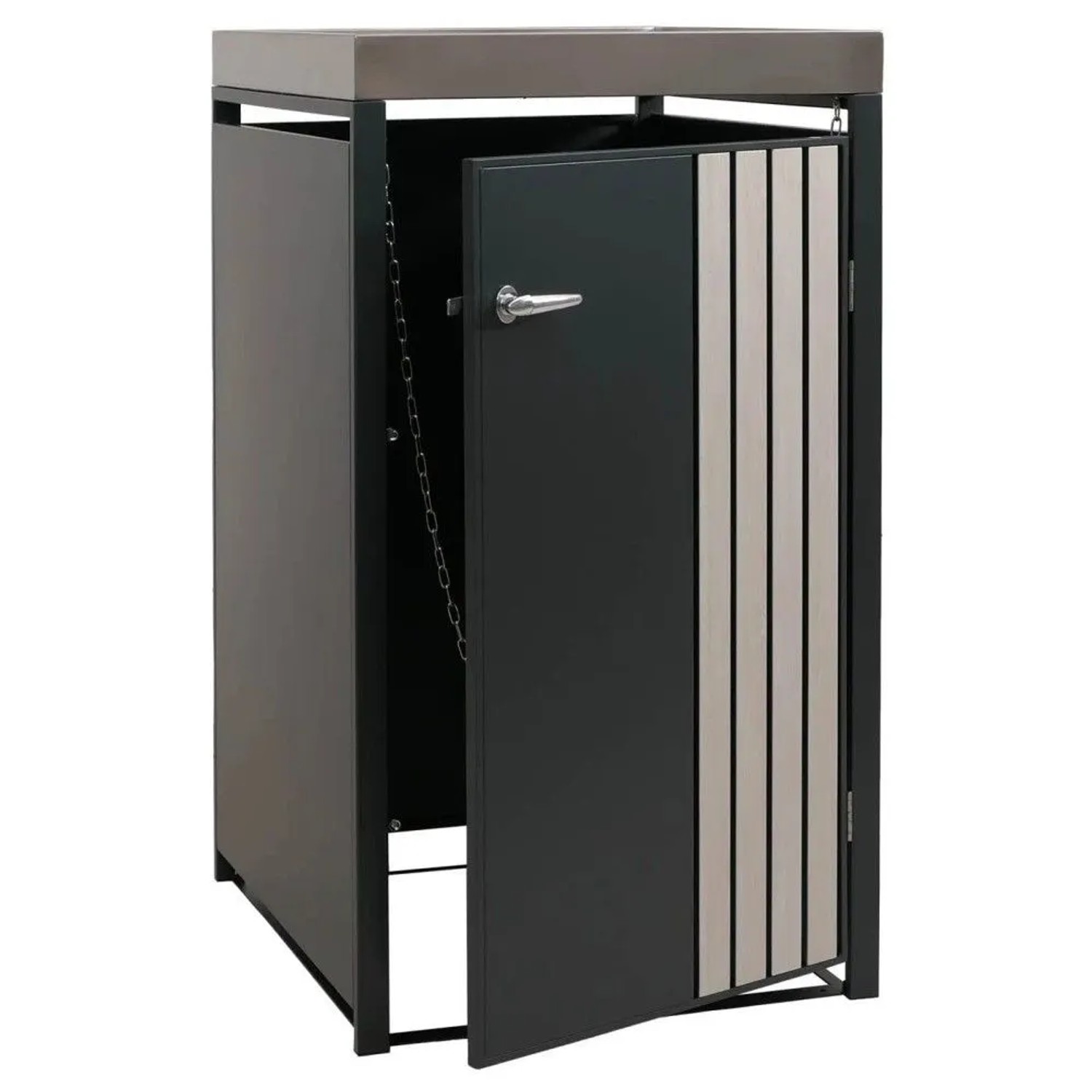 MCW 1er-Mülltonnenverkleidung O67 Anthrazit Holzoptik Hell 125x68x84cm