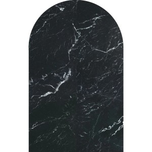 Selbstklebende, runde, schwarze Torbogen Tapete (127x200cm) mit Marmor-Optik.