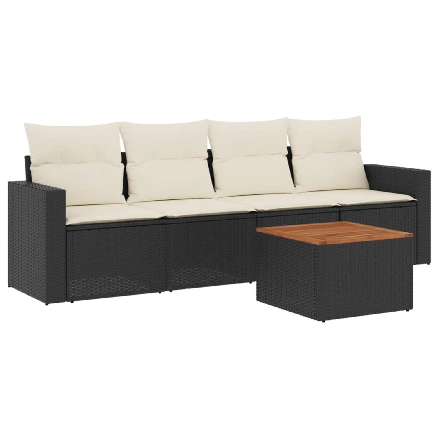 vidaXL 5-tlg Garten-Sofagarnitur mit Kissen Schwarz Poly Rattan Modell 64