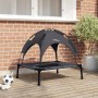 Schwarzes vidaXL Hundebett 76x62x70,5 cm aus Stahl mit Sonnendach für den Garten.