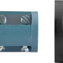 Detailaufnahme des Easy Connectors für den Außenstrahler, schwarzes Gehäuse, geöffnete Klemme.