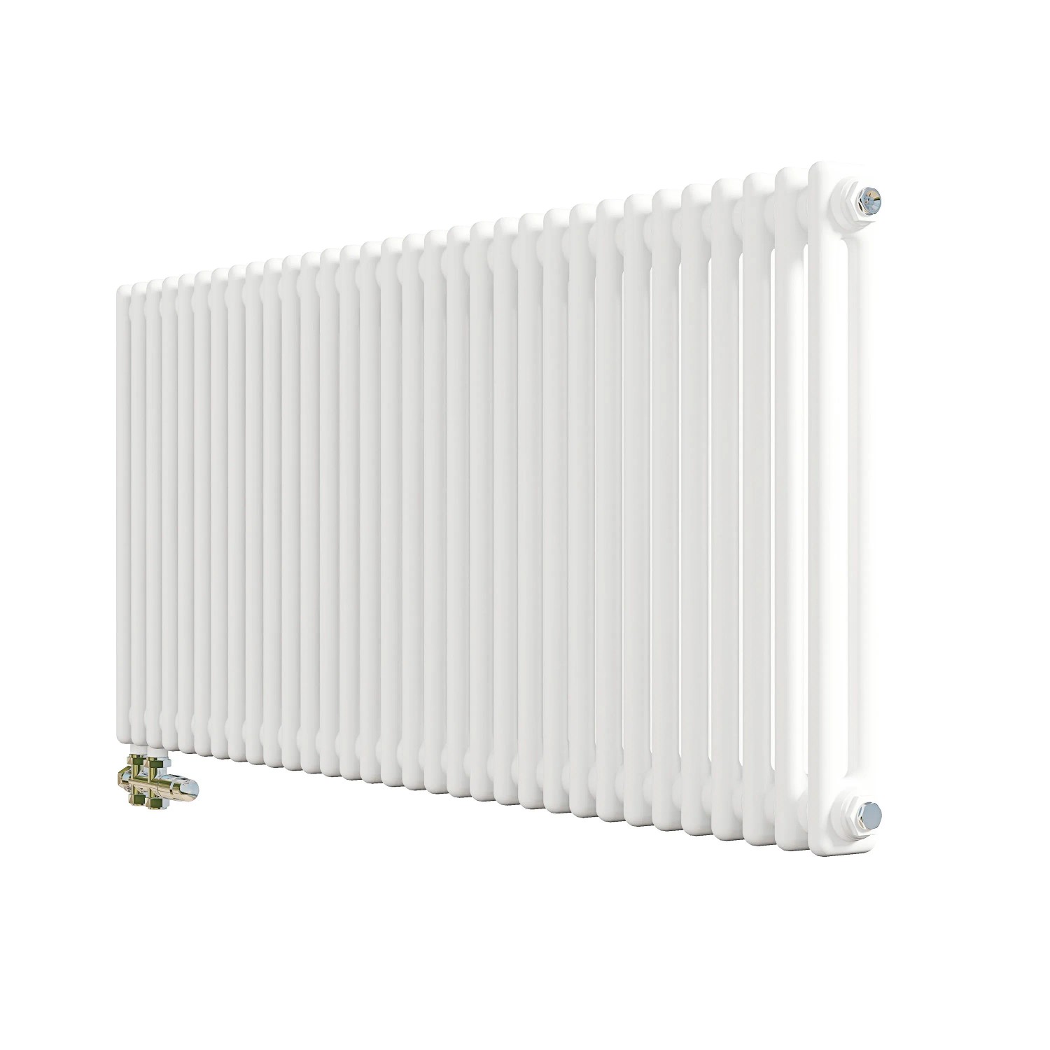AICA Traditioneller Heizkörper 600 x 1460 mm Gusseisenstil 2 Spalten mit Seitenanschluss Weiß 1602W
