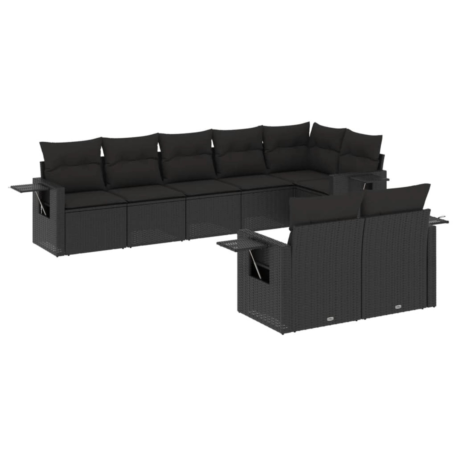 vidaXL 8-Tlg Garten-Sofagarnitur mit Kissen Schwarz Poly Rattan 3220414 günstig online kaufen