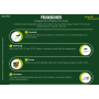 Infografik Prunkbohne Feuerbohne Samen: Anbauanleitung mit Icons für Aussaat, Keimung, Ernte und Standort.